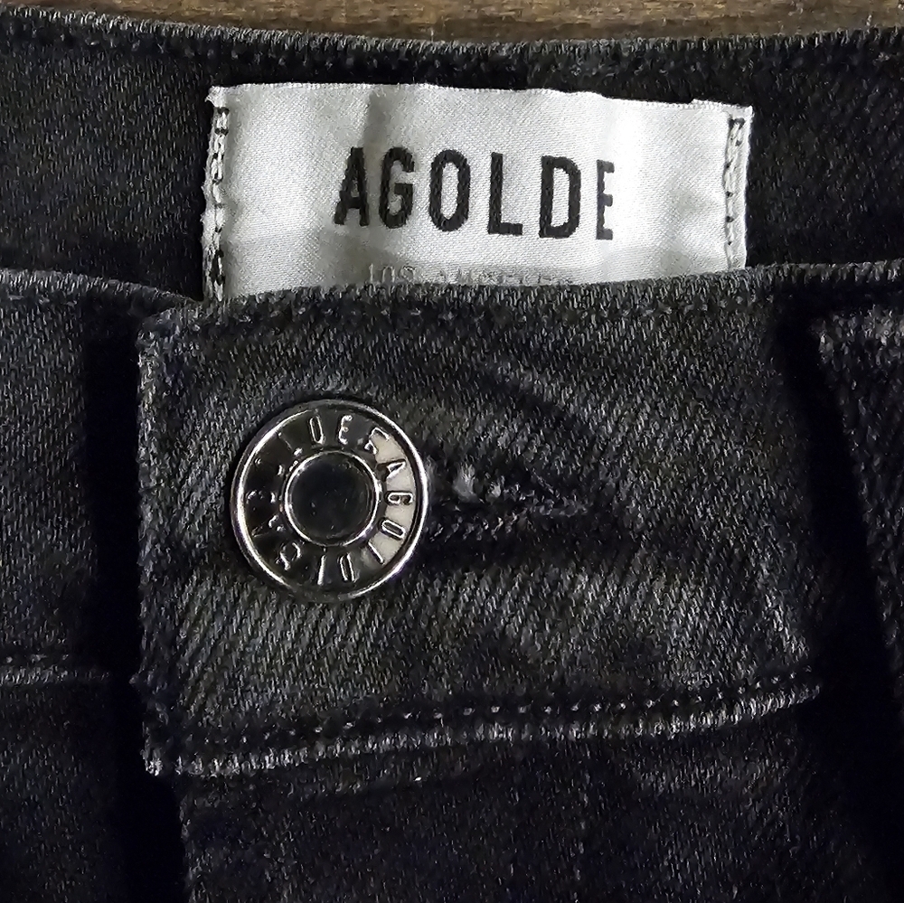 AGOLDE Los Angeles Light Black Women's Riley Straight Crop Jeans sz 25 - Picture 2 of 9